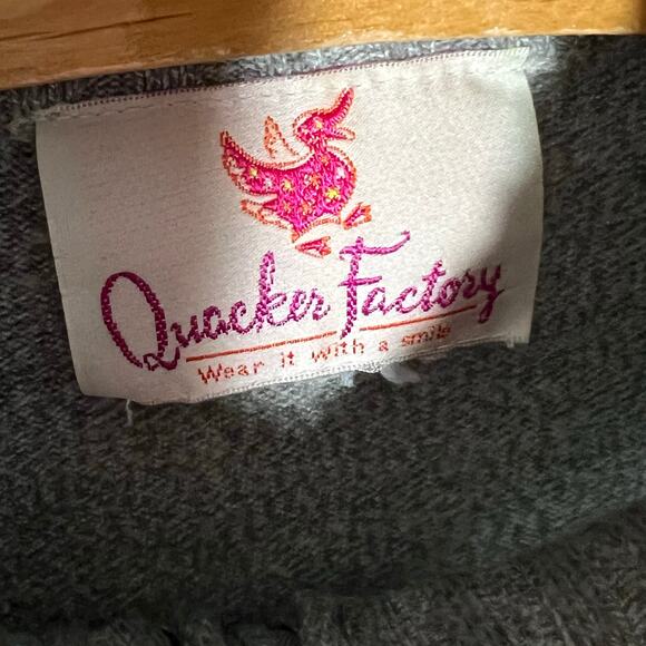 Vintage Quacker Factory Gray Zip Up Mock Turtleneck Sweater Large - Picture 3 of 4